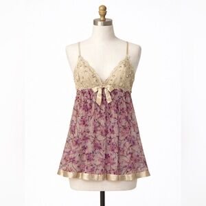 Vintage Spree Intimates Y2K Lace Floral Sheer Babydoll Slip Dress Coquette S